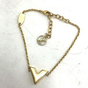 LOUIS VUITTON Accessories Braless Essential V Chain Bracelet Metal Gold